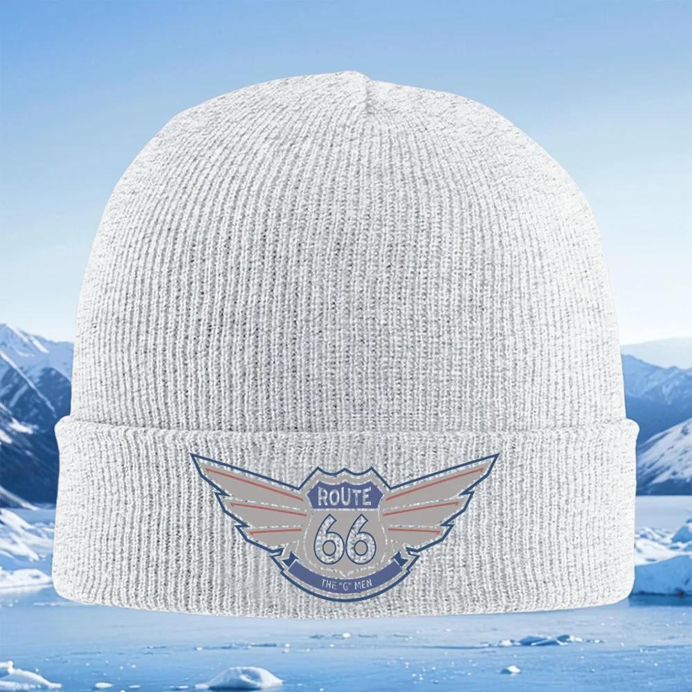 Route Iconic Wings Symbol Unisex Women Unisex Knitted Hat Beanie Pullover Cap Winter Thermal Warm Christmas Outdoor Cycling