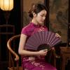 Antique Style Chinese Folding Fan Handwritten Calligraphy Portable Hand Fan DIY Gold-Flecked Surface Dance Fan Photo Props