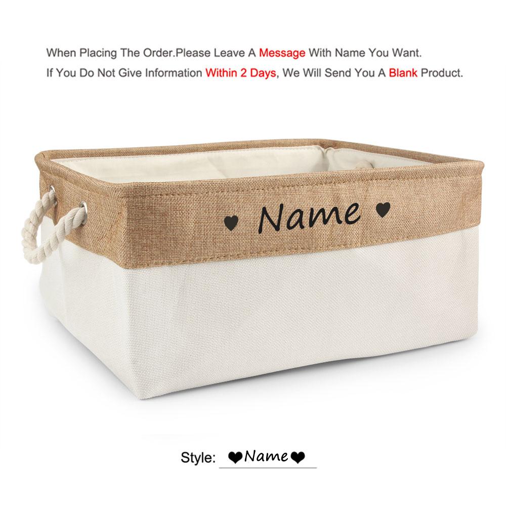 Free Custom Basket Cat Dog Toy Print Name Pet Storage Box DIY Toys Clothes Accessories Foldable Organize Customized