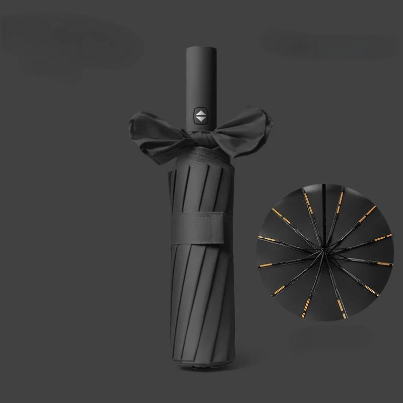 New Buckle Umbrella, Fully Automatic, Portable, Enlarged, Thickened, Reinforced, Night Light, Reverse Folding