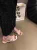One-word Sandals Women's 2025 Summer New Bow Thin Strap Thick Heel Medium Heel Sweet Gentle Wind with Skirt Slippers