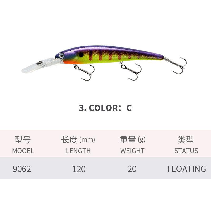 120MM/20G Road Lure Long Tongue Minnow Diving Imitation Fake Bait Freshwater Sea Fishing Warp Bass Fishing Lure Sea Bass Road