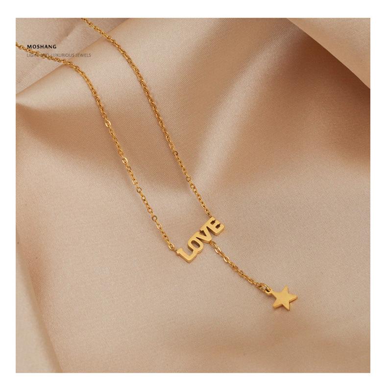 Japanese & Korean Love Tassel Star Necklace - Titanium Steel Clavicle Chain for Women
