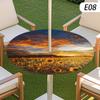 Round Table Cover Waterproof Oil-Proof Tablecloth Elastic Kitchen Dining Wedding Party Table Cover Outdoor Courtyard Home Decor