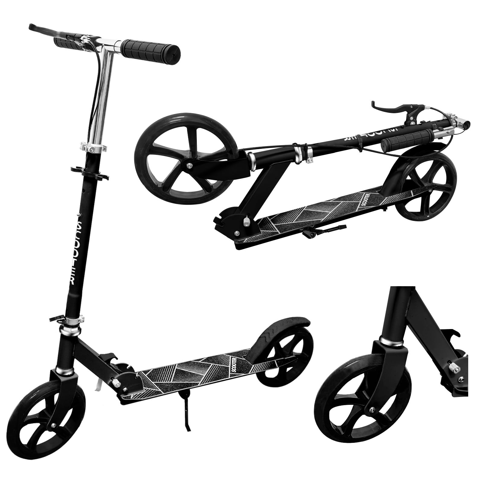 

PakOne Latest Kickboard Kick Scooter for Kids and Height Load Capacity Easy to Japanese Instruction Manual [2025 Design] Adults, Foldable, 4-Level чёрный