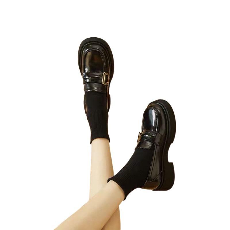 Small Leather Shoes Women'S British Style Thick Heel Single Shoes Women'S Platform Loafers Korean Version Of Student Women'S Shoes Versatile