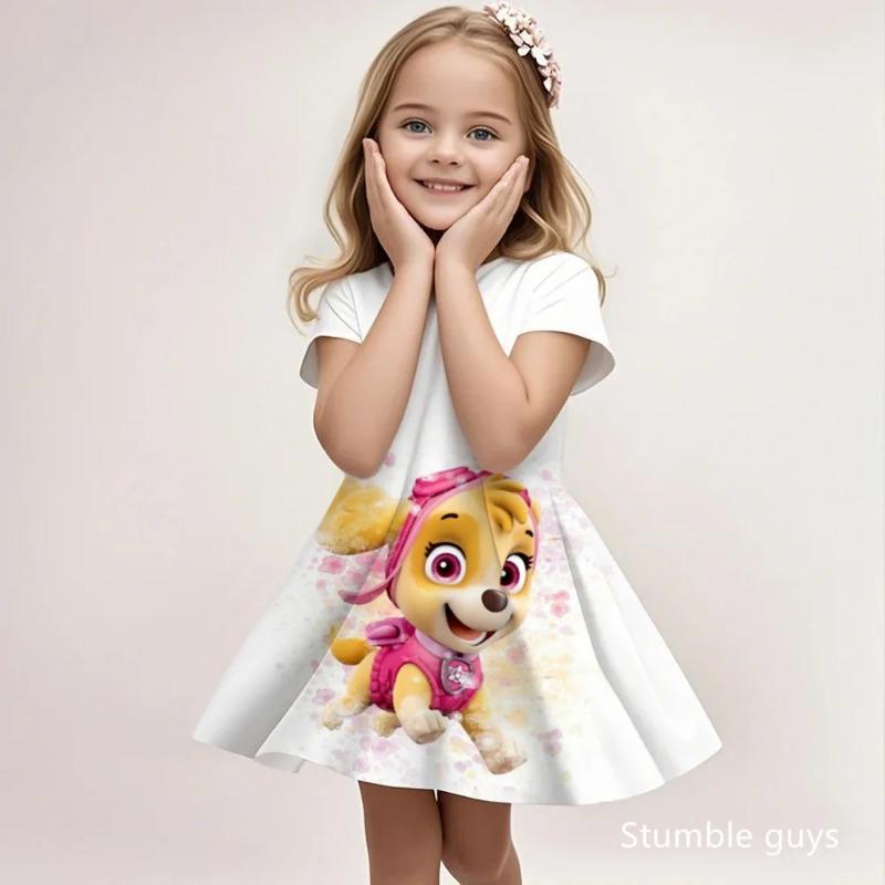 Girls Cute Paw Patrol Sundress Summer Casual Loose Beach Dress Cartoon