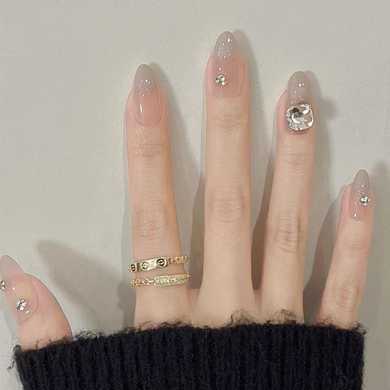 

Высококлассные градиентные накладные ногти «кошачий глаз» со стразами Handmade Nails XS#10 Pieces/Bag