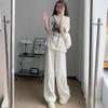 Women's Summer Polka Dot Ice Silk High Waist Wide Leg Pants - White, 2025 Collection