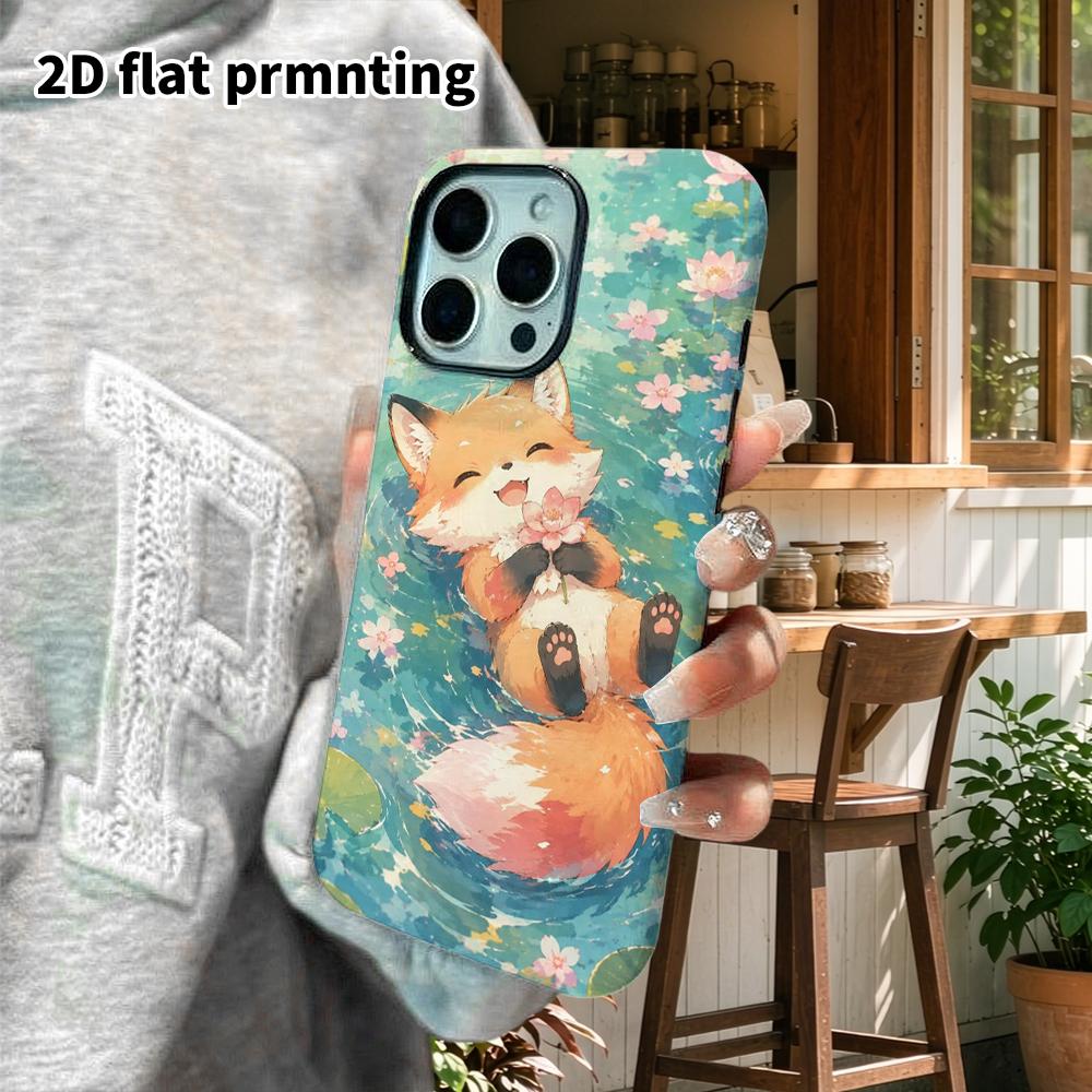 Phone Case: 2D Flat Design Suitable for iPhone 18, 17, 16, 15, 14, 13 Pro Film Protective Case, Couple Style, Floating Little Fox, Christmas and Hallo