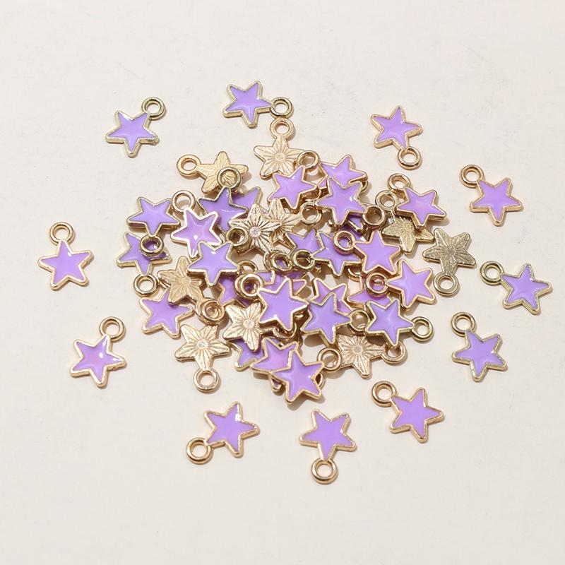 100pcs 6x8mm Enamel Small Stars Charms Pendant 9-colors Zinc Alloy Metal DIY Jewelry Making Accessories for Bracelet Necklace