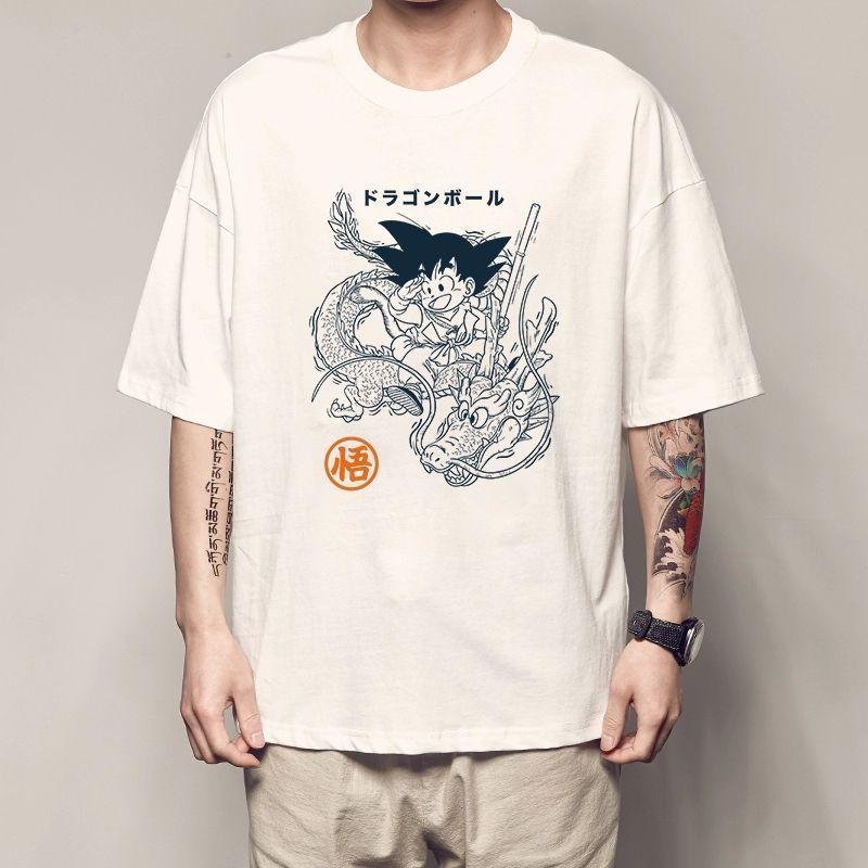 Last Language  Dragon Ball Little Wukong T-shirt Trunks Short-sleeved Dragon Ball Garin Fairy Peach White Clothes