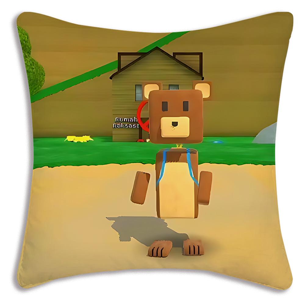 Fundas de almohada de juego S-Super Bear A-Adventure, fundas de cojín decorativas de sofá con estampado de dibujos animados para el hogar, de felpa corta y con estampado a doble cara.