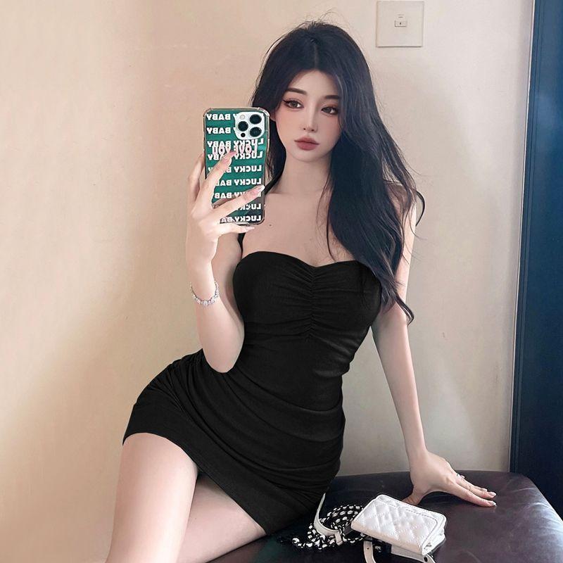 Summer new celebrity temperament sexy neck skirt slim and thin hip-wrapped sleeveless suspender dress women