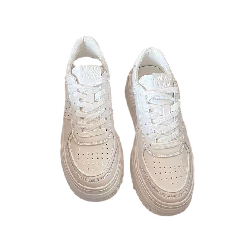 Klassische Plateauschuhe in Weiß, Damenschuhe, trendige Frühlings-Plateauschuhe, Aufzug, wilde Sneaker, lässige Sneakers