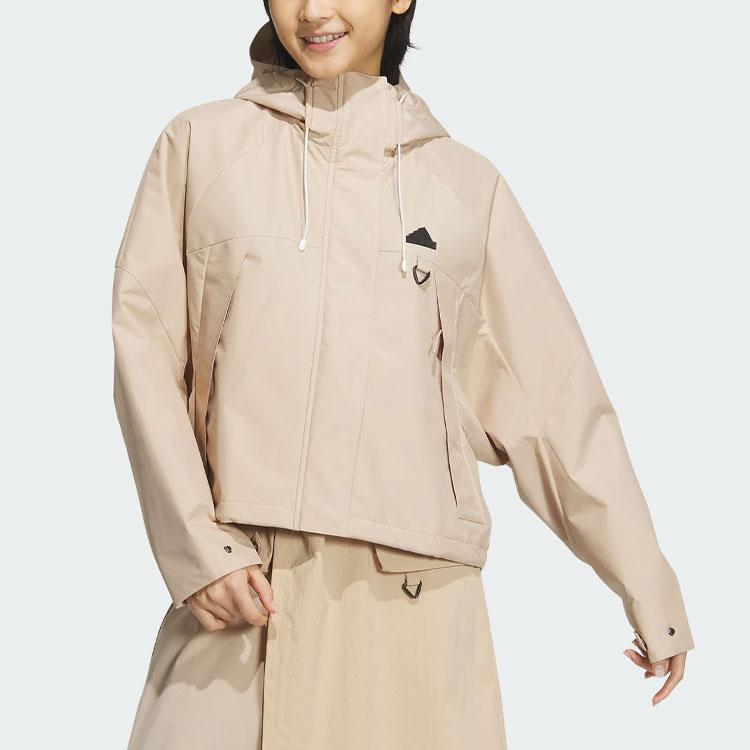 adidas City Escape Woven Jacket With Pure Logo Casual Hooded Coat Women Outerwear Magic-Light-Brown JE8591