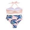 Dámský Módní Sexy Pevný Taška Bikini Vícebarevný Listový Potisk Plavky