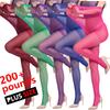 5 Paar Übergröße Glänzende Strumpfhosen für Damen 90kg+ Hoher Bund Elastisch Glänzend Bunt Einfarbig Transparent Strumpfhosen Bonbonfarbe Transparen