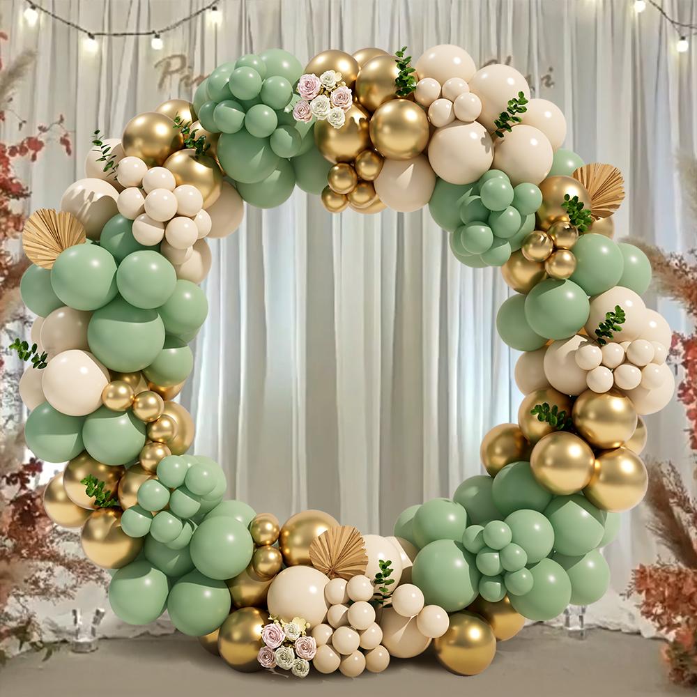 112PCS Green Balloon Garland Arch Retro Olive Green Balloon Set Chain Glue Latex For Wedding Birthday Party Background Decor