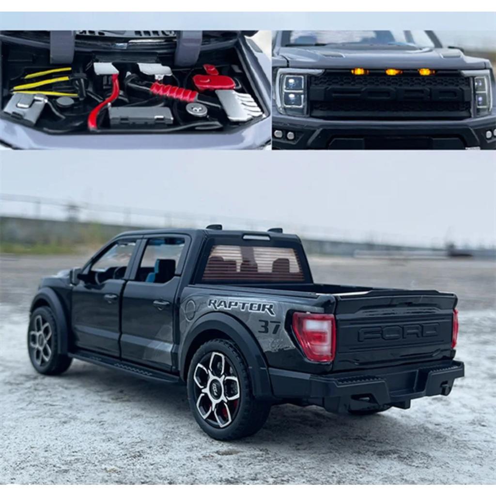1/20 Ford Raptor F150 Pickup Alloy Truck Car Model Diecast Metal Off-road Vehicle Car Model Sound Light Simulation Kids Toy Gift