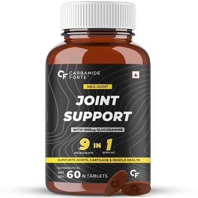 Carbamide Forte Joint Support Supplement with Glucosamine 1600mg Per Serving with Chondroitin, Boswellia, Turmeric & Ginger- 60 Tablets, 180 Grams