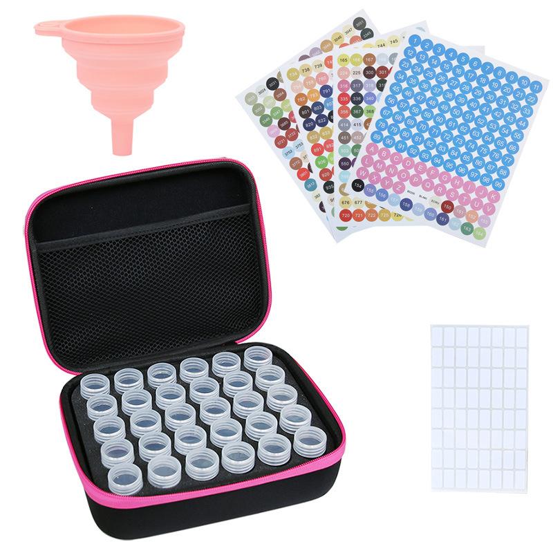 Hot Sale 30 Bottles Zipper Case 5D Diamond Painting Tool Storage Box Silicone Funnel Sticker Combo Kit Storage Bag Pen Nail Tool