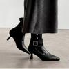 High Heels Women Ankle Boots Elegant Metal Decoration Woman Modern Boot Side Zipper Sexy Soft Leather Women'S High Boots