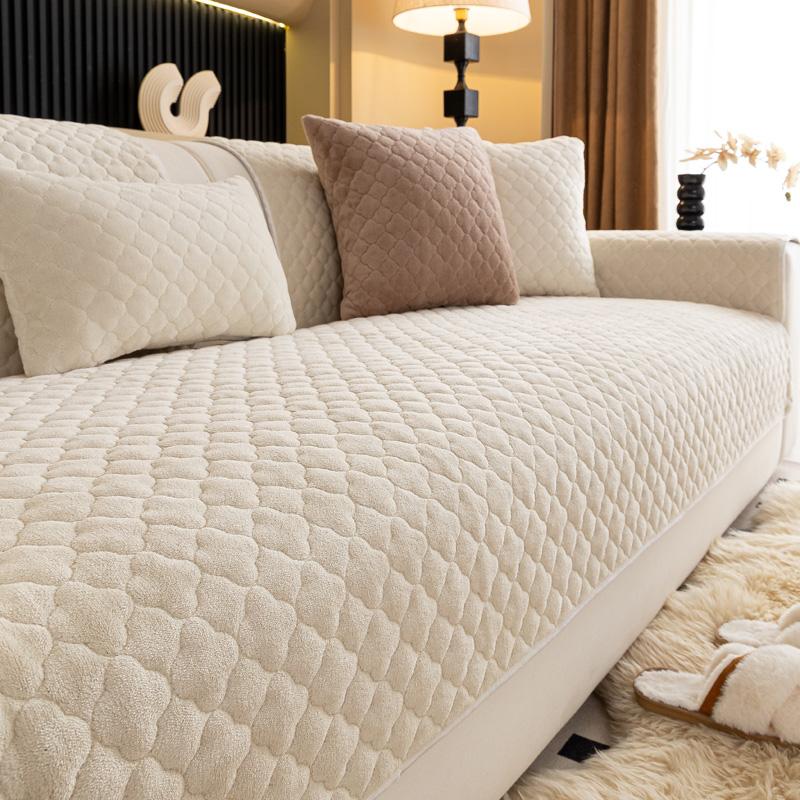 Thicken Plush Sofa Mat Nordic Solid Color Sofa Cover Corner Couch Slipcovers for Living Room Anti-slip Sofa Blanket Home