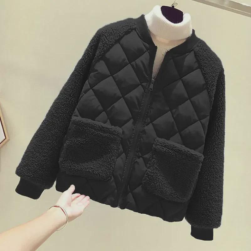 "2022 Koreanischer Stil Damen Winter Daunenjacke - Groß, Lockere Passform, Dickes Imitat Lammfell"