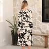 Women's Fashionable Loose Retro Printed Round-neck Dress