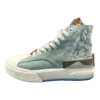 Li Ning Wei Wu Cashew Flower Casual High-Top Skate Shoes Women Skate Shoes Denim-Blue AGCR216-1
