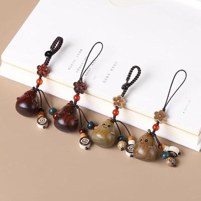 Creative Rosewood & Green Sandalwood Fruit Pendant Keychain