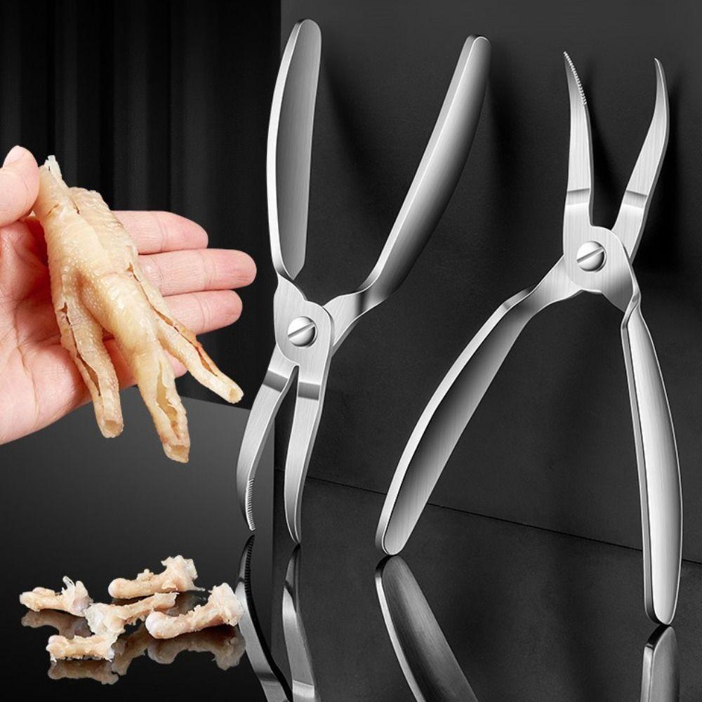 Curved Tip Chicken Claw Deboning Forcep 304 Stainless Steel Chicken Bone Scissors  Poultry