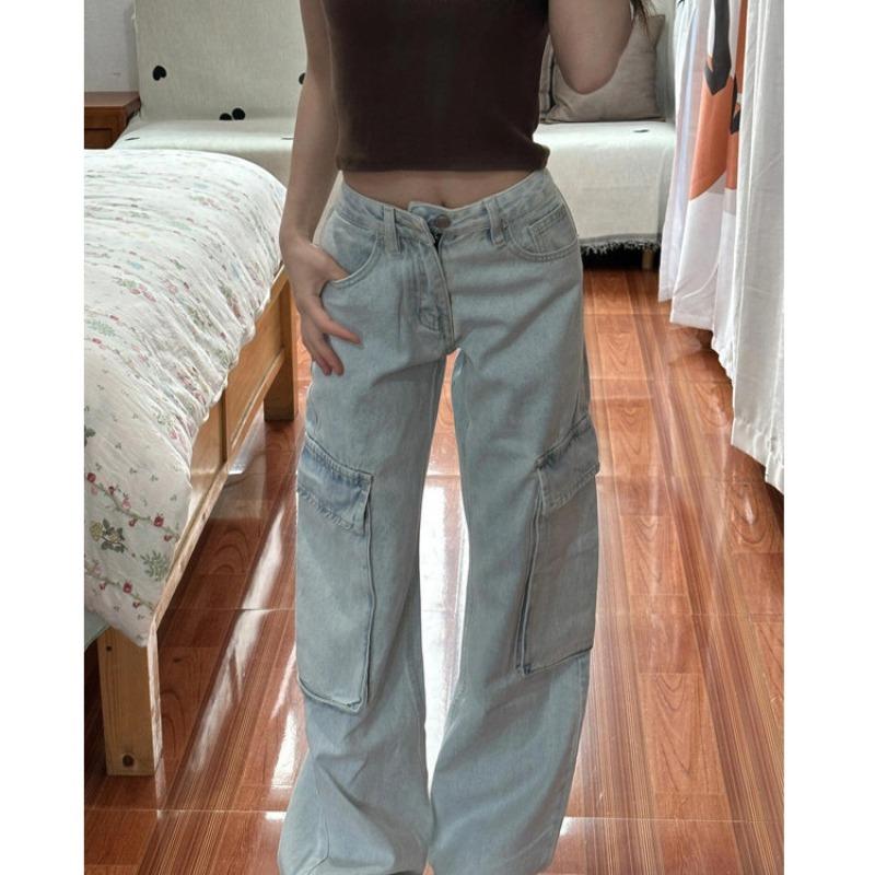 

Women s New Slim Fit Comfortable High-waisted Versatile Workwear Jeans Loose Slimming Straight Pants XS светло-синий