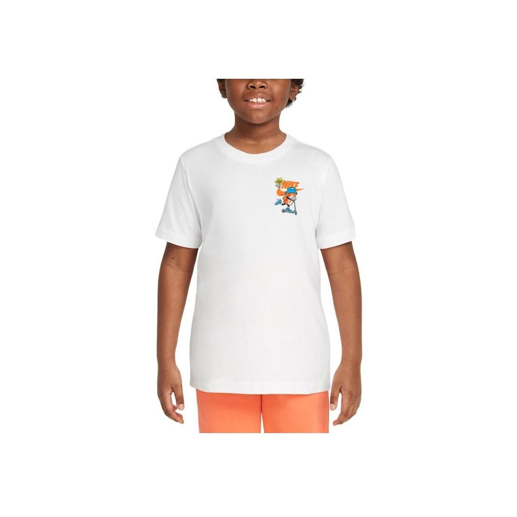 Nike Sportswear Comfortable Round Neck Pullover Short Sleeve T-Shirt Kids Tops White HQ3239-100