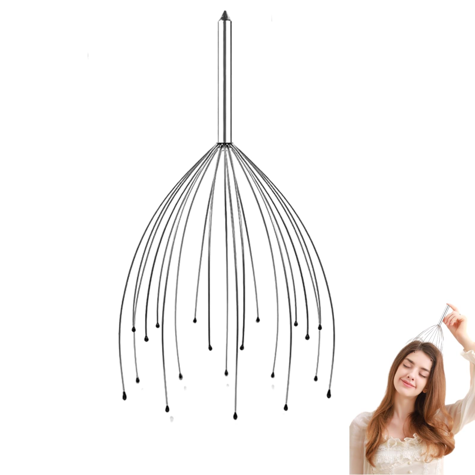 

Phyxiul Scalp Massage Head Relaxation 20 Finger Handheld Head Massage Tool Promote Blood Circulation Stress Relief Massage Pleasure Ultra Lightweight