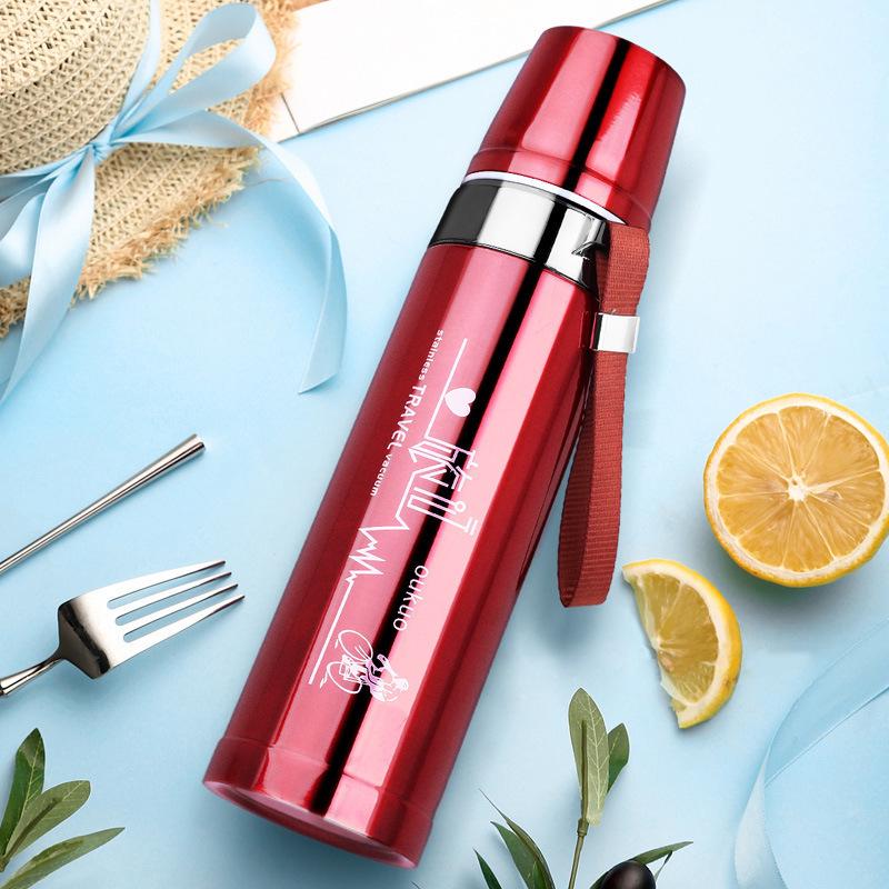 304 Stainless Steel Portable Insulated Bullet Head Thermal Water Bottle, Large Capacity