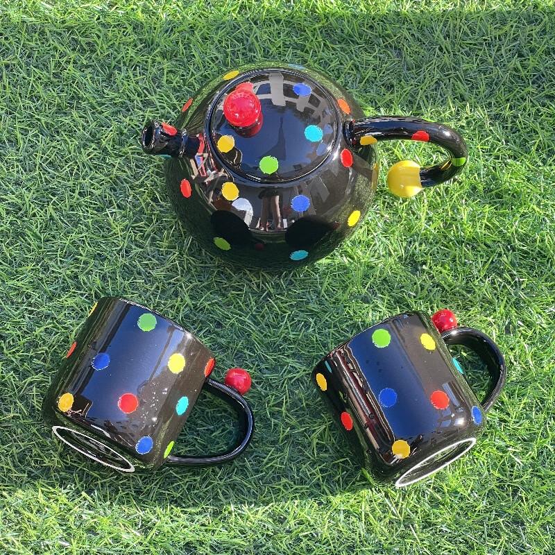 WA Colorful Polka Dot Ceramic Teapot Set