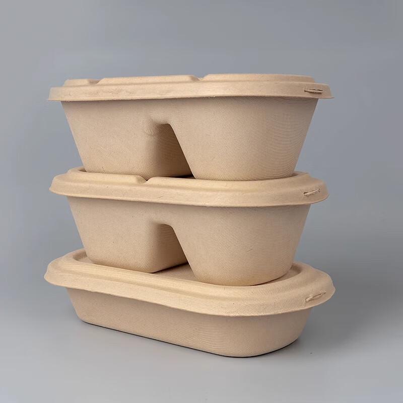 Zhenyu 1000ml Disposable Bagasse Food Containers with Lids, 200-Pack