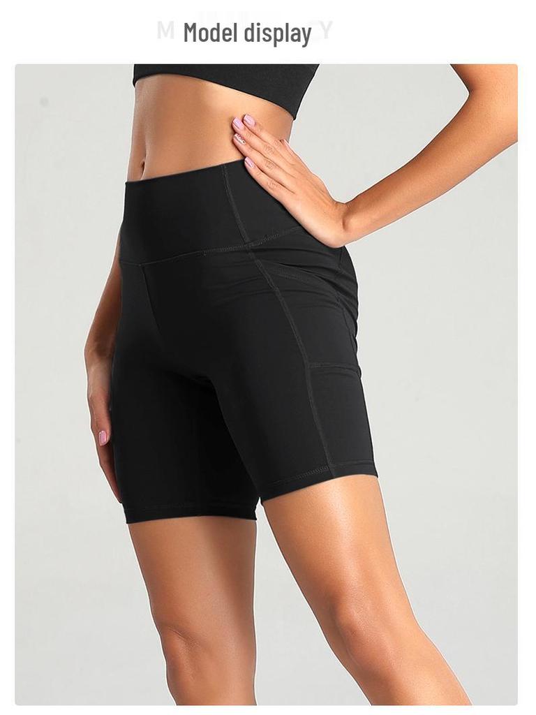 High-Waisted Lulu Style Yoga Cycling Shorts with Pockets - WA47-B