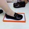 Soft Leather Single Shoes Women's 2025 Flat-bottomed Spring and Autumn Models Large-size Women's Shoes Doudou Shoes Soft-soled Middle-aged Mother Sho