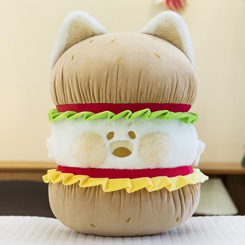 Adorable Dudu Cat Hamburger Plush Toy - Creative Cat Doll Children's Companion Gift