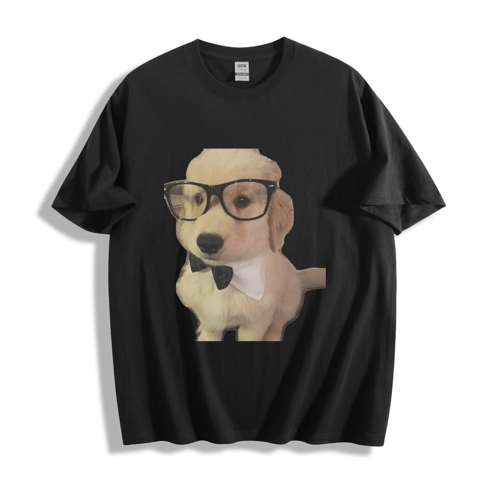 Sophisticated Golden Retriever T-Shirt - Nerdy Chic Puppy Design Unisex Tee