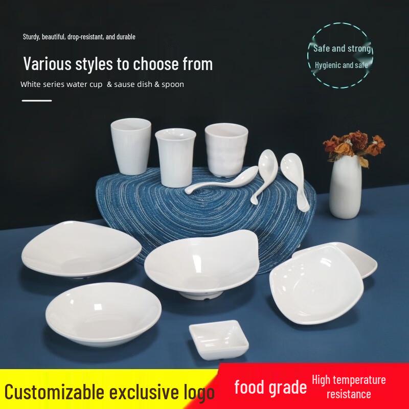 DISHJOY Durable White Melamine Tea Cups