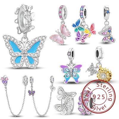 Copper Butterfly Series Cute Charms Beads Fit Original Pan Bracelet Bangle High Quality Diy Jewelry For Womens