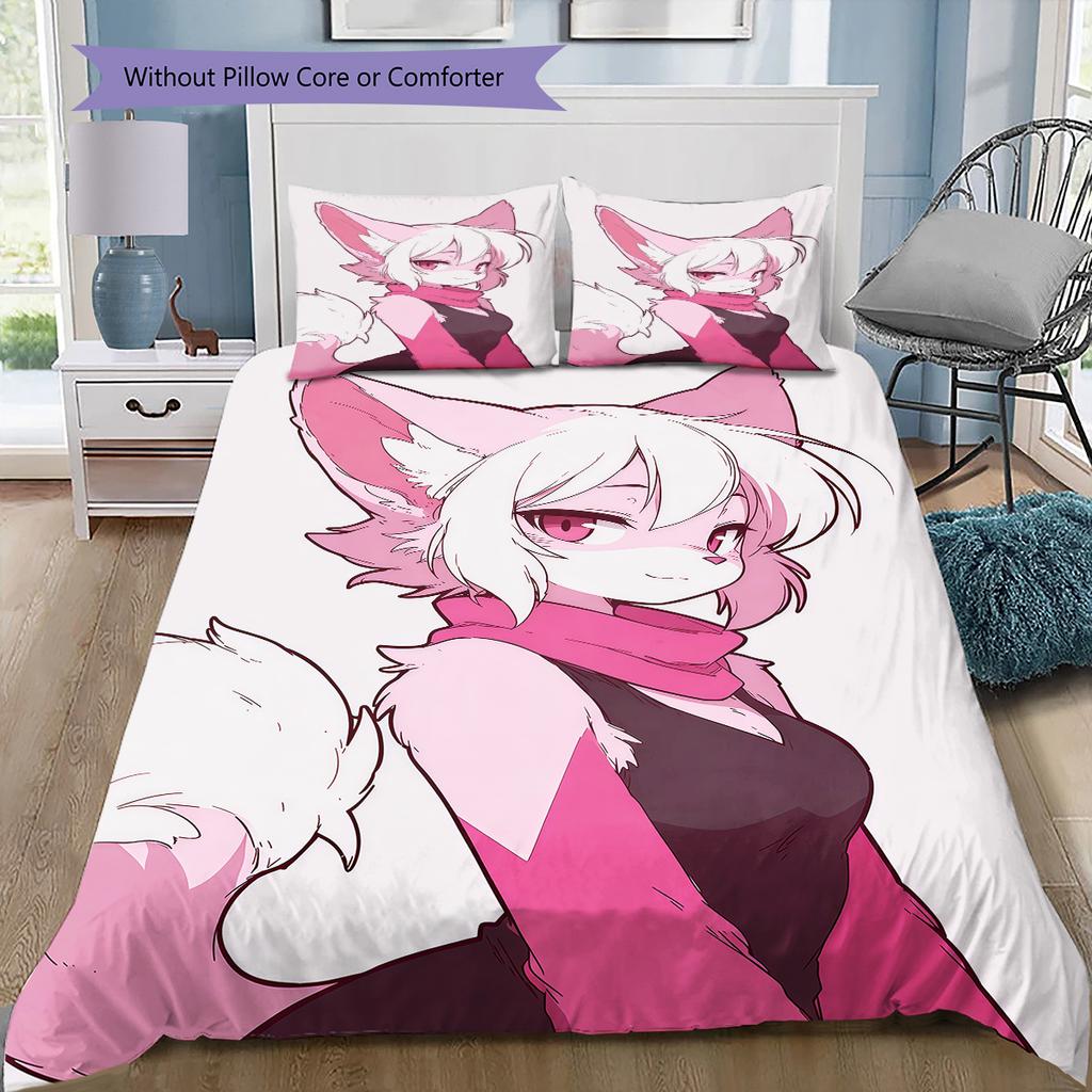Sada povlečení s anime vzorem, přikrývka a povlak na polštář, bytová dekorace, dárek k narozeninám (1 * povlak na peřinu + 2 * povlak na polštář, bez jádra)