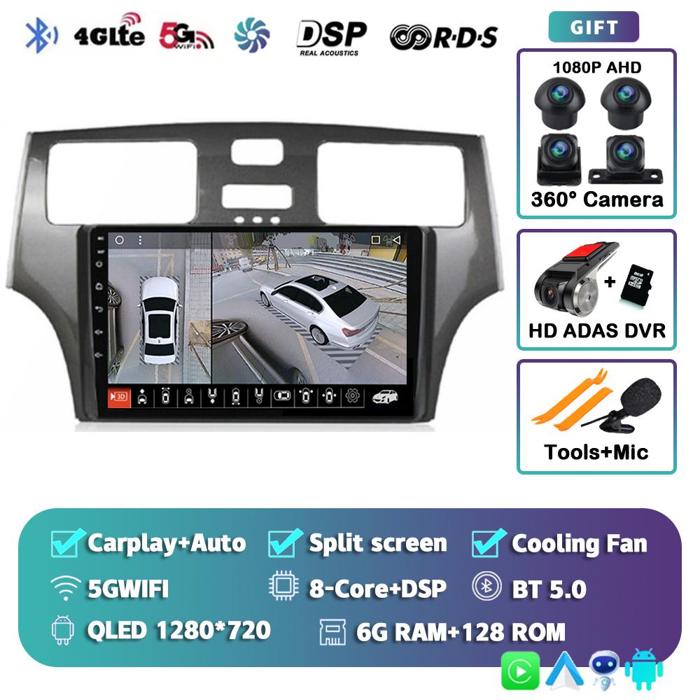 Radio samochodowe Android 14 Carplay Auto dla Lexus ES300 ES330 XV30 ES250 2001 2002 2003 2004 2005 2006 Odtwarzacz multimedialny Stereo 4G DSP