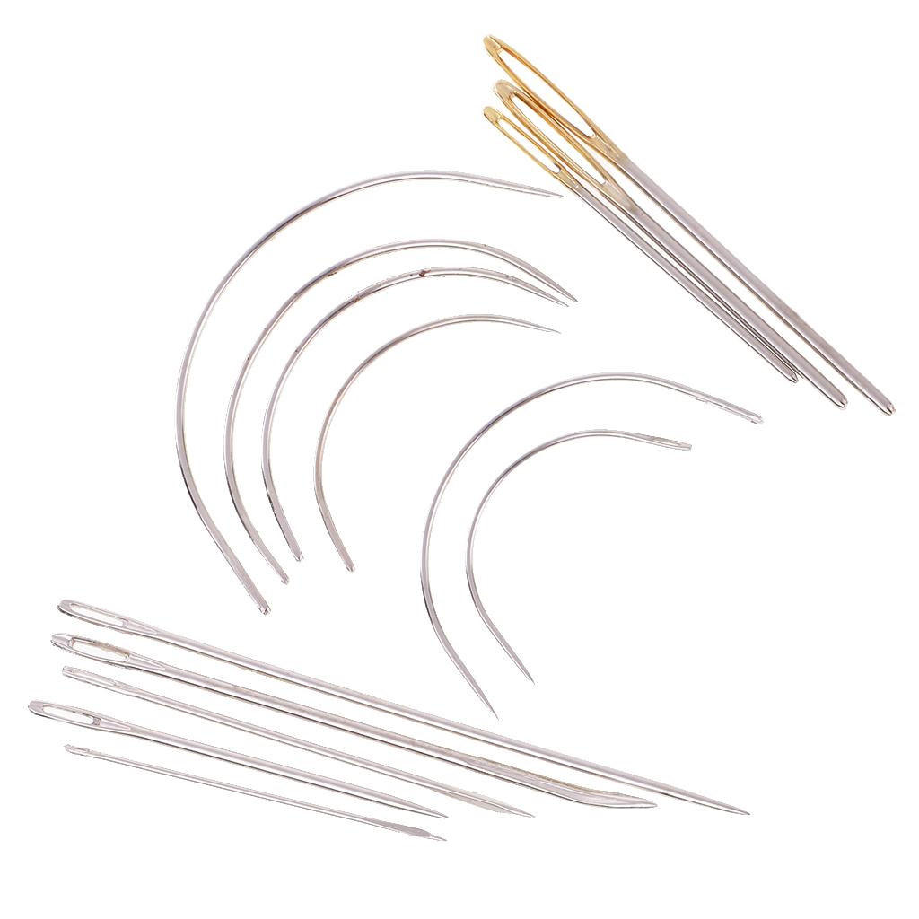 Ensemble de Couture à la Main Outils Courbés pour Tapisserie Kit Aiguilles en Acier Argenté Accessoires pour Loisirs Créatifs et Réparation