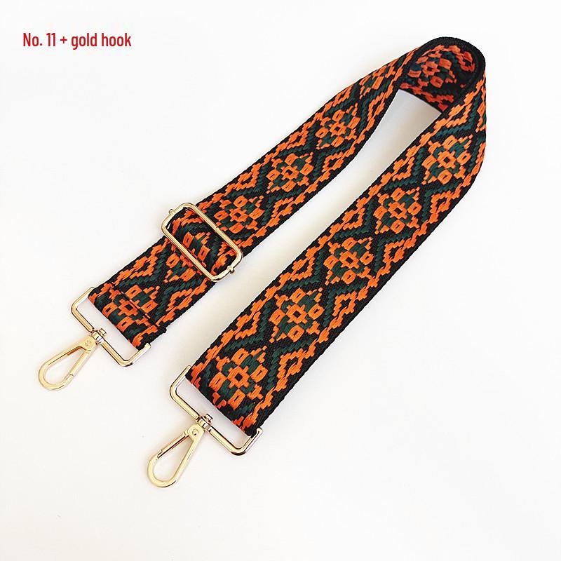 Etniczny Wzór Nylonowy Pasek do Plecaka z Regulowaną Długością i Metalowymi Akcesoriami - Odporny na Zużycie i Poszerzony dla Komfortu