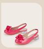 2025 Winter Bow Flower Crystal Chunky Heel Princess High Heels for Girls